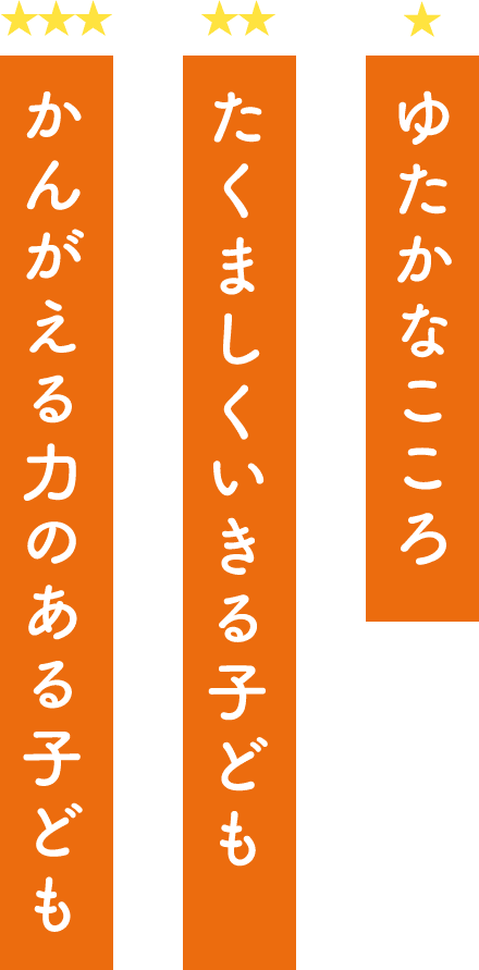 ゆたかなこころ。たくましくいきる子ども。かんがえる力のある子ども