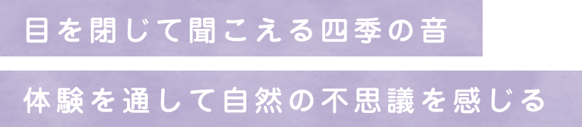 目を閉じて聞こえる四季の音。体験を通じて自然の不思議を感じる